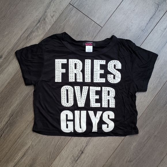 FRIES OVER GUYS Graphic Studs Detail Crop Top - Picture 5 of 5